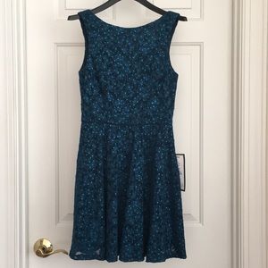 Speechless Women’s Dress 3 (Junior) Teal Sleeveless Sparkling Party Midi NWT